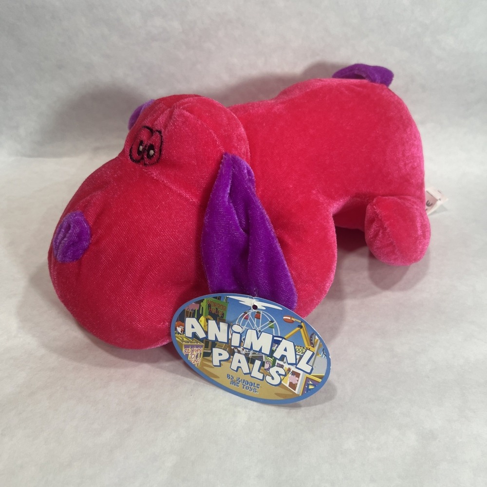 Animal Pals Hot Pink Plush Puppy Dog 7" Stuffed‎ Animal Fuchsia Purple Toy NEW